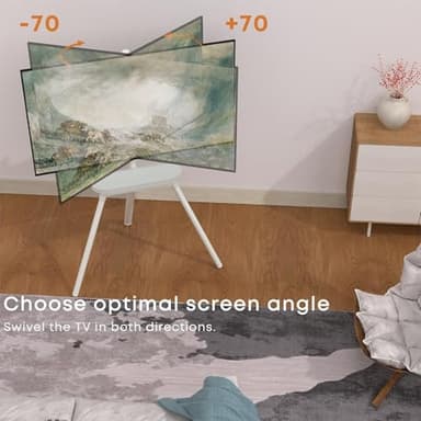 PUTORSEN Easel TV Stand for 43 to 65 inch LED LCD OLED Screens Hold up to 88lbs, Height Adjustable Tripod TV Floor Stand with Shelf/Snap Lock/Anti-Tip Strap, Max VESA 400x400mm, Matte White - Image 5