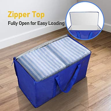 TICONN 12 Pack Extra Large Moving Bags with Zippers & Carrying Handles, Heavy-Duty Storage Tote Moving Boxes for Space Saving - Image 4