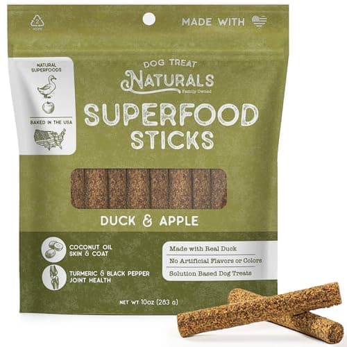 Dog Treat Naturals Duck & Apple Superfood Sticks for Dogs | All-Natural Premium Training Dog Treats | Contains Turmeric for Joint Health | Made with Real Duck & Apple | Made in USA | 10 Ounces - Image 1