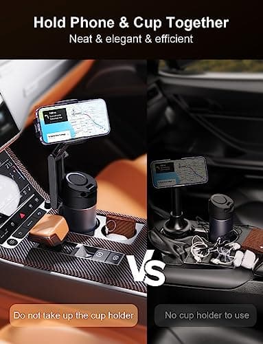 TAZENI 2-in-1 Cup Holder Cell Phone Holder for Your Car Bottle Friendly Cup Cell Phone Holder Mount for Car Height Adjustable Sturdy Fit 4-7 inches Phones - Image 7