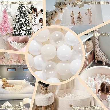 GOGOSO Ball Pit Balls Plastic Playballs for Baby Toddlers Kids Boys Girls Playhouse Decor Play Pool Fun Phthalate-Free BPA-Free Bath Toy White Beige Transparent,100 Balls - Image 7