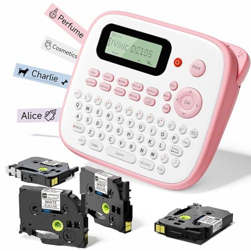 Vixic Pink Label Maker, D210S Label Maker with Tapes Waterproof, Handheld Label Makers Labeler Includes USB-C for Power, Easy-to-Read Screen, Multiple Fonts Icons Frames for Home Office Organization - Image 1
