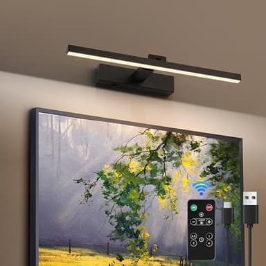 ZitoStory Black Battery Operated Picture Light with Remote,Wireless Dimmable Art Lights for Paintings Rechargeable Gallery Light Artwork Lighting for Canvas, Portrait (20Inch) - Image 1