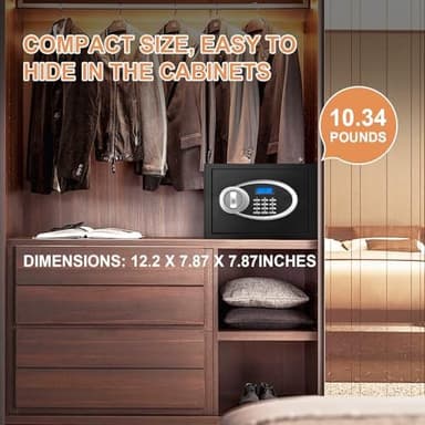 0.8 Cubic Small Safe Box Fireproof Waterproof, Digital Home Security Box with Programmable Keypad and Spare Keys, Document Safe for Money Firearms Medicine Valuables - Image 4