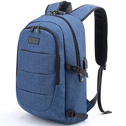 Tzowla Business Laptop Backpack Anti-Theft Backpack with USB Charging Port and Lock 17.3 Inch Computer Backpacks for Women Men, Casual Hiking Travel Daypack (Blue) - Image 1
