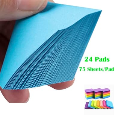 Mini Sticky Notes 1.5x2 Inches, Bright Colors Self-Stick Pads, 24 Pack, 75 Sheets/Pad,1800 Sheets - Image 3