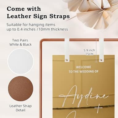 Wedding Sign Holder, Adjustable Welcome to Our Wedding Sign Stand W/Design Bundle & Leather Sign Hanging Straps, Heavy Duty Easel Stand for Sign, Wedding Seating Chart Stand, Easel for Display - Image 3