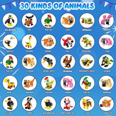 INSOON 30 Pack Party Favors for Kids, 750 PCS Animals Building Block Toy for Goodie Bag Stuffers, Classroom Student Prizes Easter Gift Children's Day Birthday for Kids Boys Girls Ages 6-12+ - Image 4