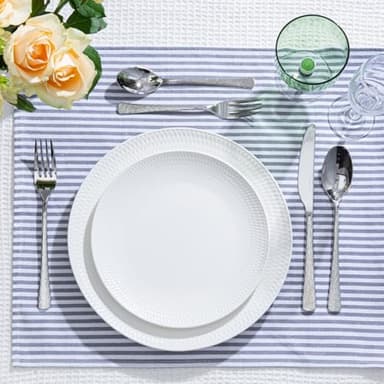 KINGSTONE Hammered Silverware Set, Flatware Set, 18/10 Stainless Steel Premium Cutlery with Unique Ripple Handles Design Mirror Polished - Dishwasher Safe (40-Piece) - Image 8