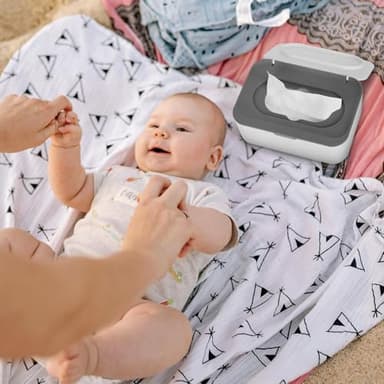 Flenpptly Baby Wipes Dispenser, Wipes Case Baby Wipe Holder Keeps Wipes Fresh, Non-Slip, Easy Open & Close (Gray) - Image 9