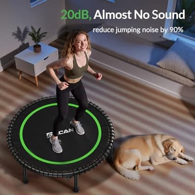 BCAN 40" Adult Fitness Trampoline with Durable Bungees, Stable & Quiet Exercise Rebounder,Great Mini Trampoline for Indoor/Garden Workout - Green - Image 9