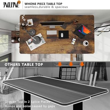 Win Up Time Standing Desk Adjustable Height- 40 x 24 Inches Whole Piece Desktop Stand Up Desk, Electric Standing Desk, Sit to Stand Desk for Home Office Computer Desk, Rustic Brown - Image 4