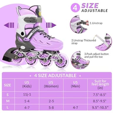SUPER YOUNGSTER Adjustable Inline Skates for Boys Girls Ages 4-12 with Light Up Wheels, Roller Skates Blades for Youth Kids Indoor & Outdoor Beginners - Image 3