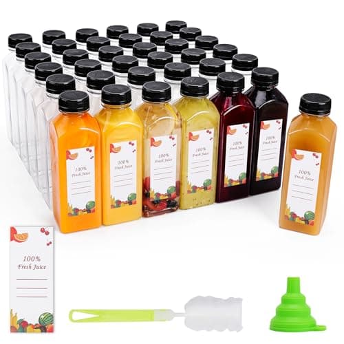 OBKJJ Plastic Juice Bottles 150 pcs 16 oz Empty Plastic Water Bottles with Caps Reusable Clear Beverage Containers for Drinking, Juicing, Smoothie, Water with 2 Brushes, 2 Funnels (16-OZ) - Image 1