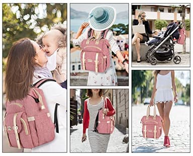 Jiefeike Diaper Bag Backpack, Pink Baby Girls Diaper Bag for Mom, Travel Baby Bags Backpack for Women, Insulated Pockets Portable toddler diaper bag with USB Charging Port, RFID Anti-Theft Pocket - Image 7