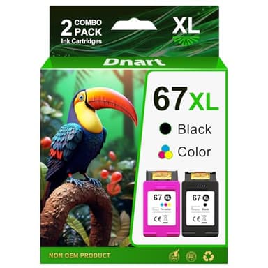 Printer Ink 67XL for HP 67 Ink Cartridges Black/Color Combo Pack Replacement for HP Ink 67 67XL Ink Cartridges with Deskjet 2855e 2755e 2700e 2752e 4155e 4100 Envy 6055e 6000 6455e Printer (2 Pack) - Image 1