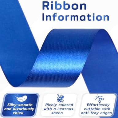 Apeseek 60 Yards Blue Ribbon 1-1/2 Inch, Solid Royal Blue Satin Ribbon for Gift Wrapping, Crafts, Flower Bouquet, Wedding, Baby Shower, Festival, Christmas, Halloween - Image 3