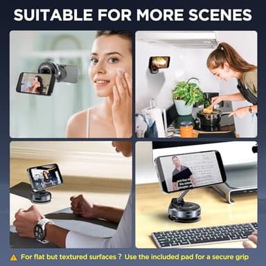 MSXTTLY Vacuum Magnetic Phone Holders for Your Car 2026 Suction Cup Phone Mount with Washable Nano Gel Pads 360° Adjustable Phone Mount Unlock More Scenes,Phone Holder for Smartphone&Car/Gym/Mirror - Image 8