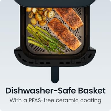 Chefman Crispinator Air Fryer 6-in-1 with 8 Qt capacity, 450°F Max Temp with TurboFry Pro Technology for Fast and Even Results, Viewing Window, Nonstick Ceramic Basket, 10-Pc Liner Starter Pack - Image 8