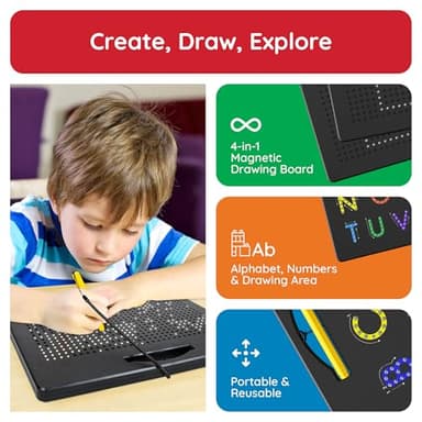 PicassoTiles 2PK 4-in-1 Magnetic Drawing Board 12x10 inch Large Magnet Tablet Pad with 4 Facings Lowercase & Uppercase Alphabets, Numbers, & Freestyle STEM Learning Writing Reading Playboard PTB06 - Image 3
