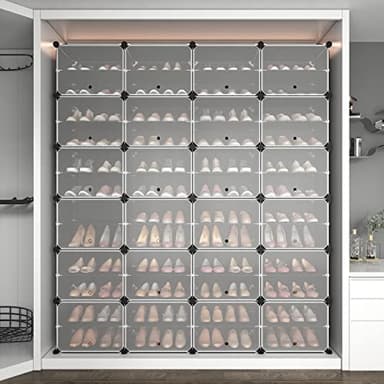 ROJASOP Shoe Storage Cabinet, 12-Tier Shoe Organizer 96 Pairs Extra Large Plastic Shoe Rack with Covers Portable Shoe Rack Organizer with Doors Big Shoe Rack for Closet Entryway Bedroom - Image 8