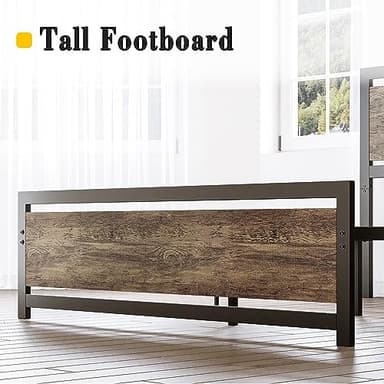 LIKIMIO King Bed Frame with Headboard and Footboard, Metal Strong Supports, Easy Assembly, Noise-Free, No Box Spring Needed, Walnut - Image 8