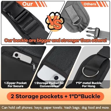 YUDODO Pet Sling Carrier for Small Dogs & Cats – Hands-Free Puppy Carrier with Safety Hook, Large Zipper Pocket, Soft Breathable Mesh, Adjustable Strap & Reflective Strip (Black 2.0 S) - Image 5