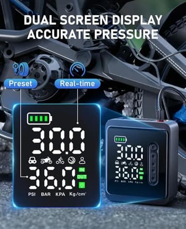 NUSTE Tire Inflator Portable Air Compressor, 150PSI Cordless Air Pump for Car Tires, 3X Faster Battery & 12V DC Dual Power Electric Bike Pump with Pressure Gauge, for Car Bicycle Ball and More - Image 6