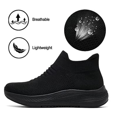 Womens Slip on Walking Shoes Comfort Lightweight Breathable Sock Shoe Non-Slip Mesh Casual Fashion Tennis Running Sneakers Black - Image 3