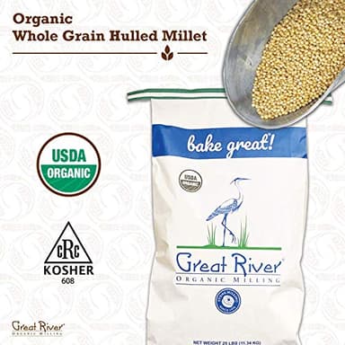 Great River Milling Organic Hulled Millet | Whole Grain Ancient Grain | Gluten-Free, High-Fiber Superfood | Non-GMO, Kosher Certified | Ideal for Salads, Porridge & Baking | 25 Lb (Pack of 1) - Image 2