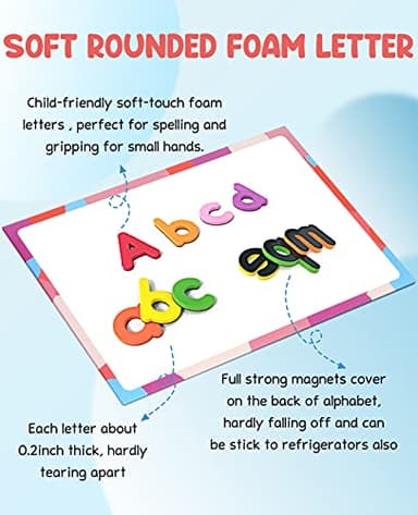 Gamenote Classroom Magnetic Alphabet Letters Kit 238 Pcs with Double - Side Magnet Board - Foam Alphabet Letters for Preschool Kids Toddler Spelling and Learning Colorful ABC Education Fridge Magnets - Image 4