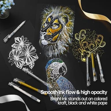 GETHPEN White Gel Pens, 1.0mm Extra Fine Point Gel Ink Pen Set – Opaque Archival Ink Pens for Black Paper Drawing, Bullet Journaling & Artists Drawing, 3 Pack - Image 5