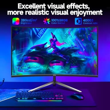 ZZA 32 Inch Monitor,1440p,2K 165Hz, 1ms Response Time,Computer Monitor FreeSync & G-Sync, HDR10, 122% sRGB Coverage, DP/HDMI, PC Monitor VESA Mount Compatible - Image 4
