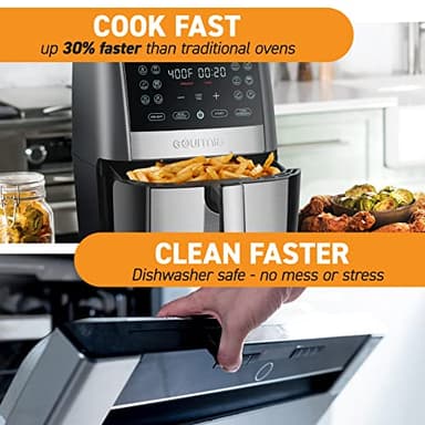Gourmia 8 Qt Digital Air Fryer GAF826 – XL Capacity with 12 One-Touch Presets, Nonstick Dishwasher Safe Basket, Oil-Free Cooking, ETL-Certified, Sleek Black Finish - Image 6