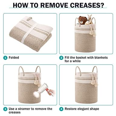 YOUDENOVA Woven Rope Laundry Hamper Basket, 58L Tall Laundry Basket for Blanket Organizer- Clothes Hamper for Bedroom Storage, Baby Kids Nursery Hamper-Large-Brown - Image 7