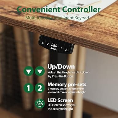 Agilestic Electric Standing Desk, Large 63 x 24 Inches Height Adjustable Desk, Sit Stand up Desk for Work Office Home, Splice Board, Rustic Brown - Image 7