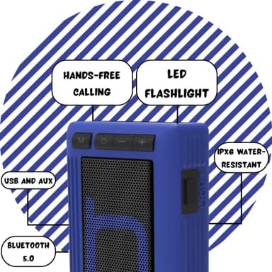Bumpboxx Wireless Bluetooth Speaker | Blue | Retro Pager Beeper | Outdoor Portable Bluetooth Speaker | MP3 Player | LED Flashlight | Waterproof Speaker | Weighs 3.2oz (Renewed) - Image 2
