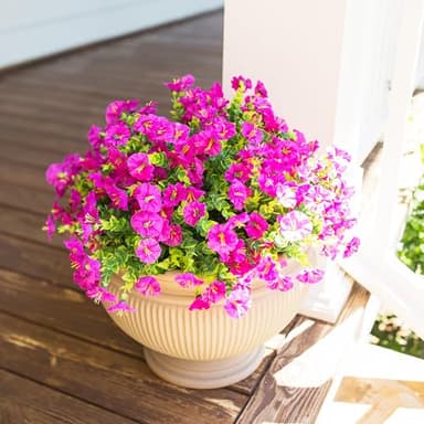 HyeFlora Artificial Flowers for Outdoors Fake Plants, 12 Bundles Faux Fuchsia Morning Glory UV Resistant Look Real Silk Flowers for Outside Planter Front Door Porch Patio Yard Fall Autumn Decoration - Image 2