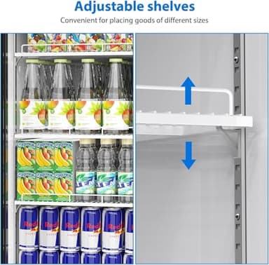 GAOMON Commercial Refrigerator, Merchandiser Refrigerator for Beverage, Glass Door Upright Display Fridge with Front LED Light, Double Glass Door Fridge Refrigerator for Shop, Restaurant, Apartment - Image 7