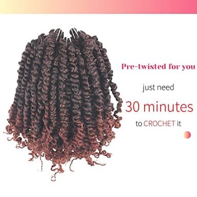BOHOBABE Crochet Passion Twist Hair Pretwisted 10 Inch Short Pre-looped Passion Twist Crochet Braiding Hair 8 Packs (T350) - Image 4