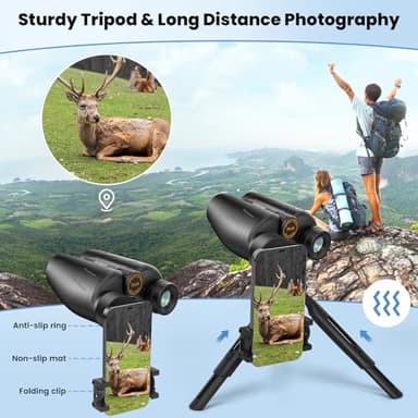 25x30 Professional Large Eyepiece Binoculars for Adults - Complete Kit with Phone Adapter, Tripod Adapter, Waterproof and Compact for Outdoor Adventures - Image 6