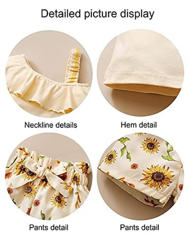 DISAUR Girls Summer Clothes Baby Apricot t-Shirt+ Sunflower Printed Shorts Toddler Spring Clothes 12-18 Months 1t - Image 5