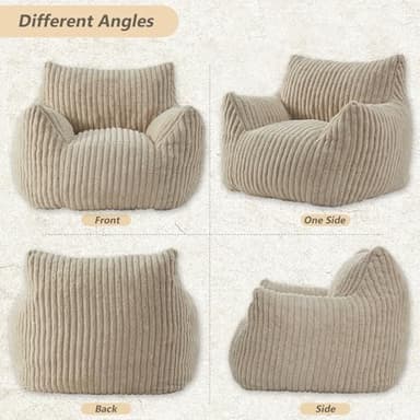 Achicsofar Giant Bean Bag Chairs for Adults Teens, Large Bean Bag Sofa Chairs with Filling Comfy Fuzzy BeanBag Chair with Armrests for Bedroom Living Room Reading - Image 7