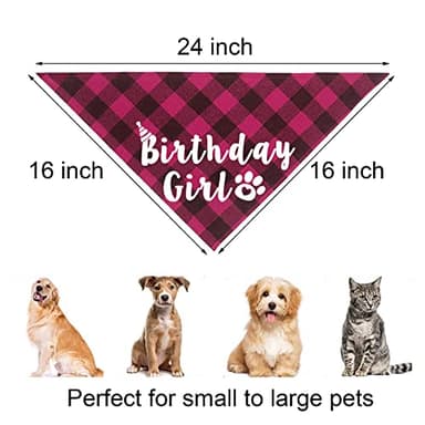 JOTFA Plaid Dog Bandana for Birthday Party Supplies (Pink) - Image 3