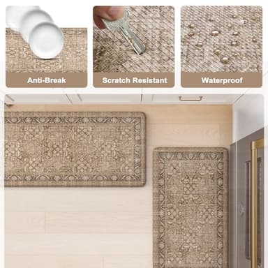 KIMODE Anti Fatigue Kitchen Mat, Boho Distressed Kitchen Rugs Sets of 2, Non Slip Kitchen Mat for Floor, Cushioned Comfort Standing Mat for Sink, Laundry, Office, Desk 17"x47"+17"x29" - Image 6