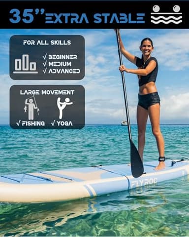11’x35 Extra Wide Inflatable Paddle Board, 430lb Capacity Stable Paddleboard for Yoga, Stand up Paddle Board for Adults(x3), Full Coverage EVA Deck, 5 Handles, 100L Backpack, All-Round - Image 3
