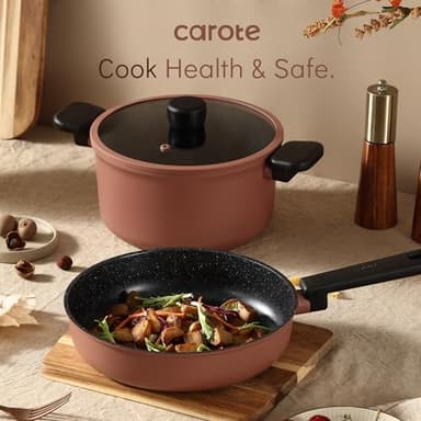 CAROTE Non Stick Pots and Pans Set, Cookware Sets Nonstick 16 Piece, Kitchen Cooking Set with Stay-Cool Handles,with Silicone Tools and Pot Protectors - Image 5