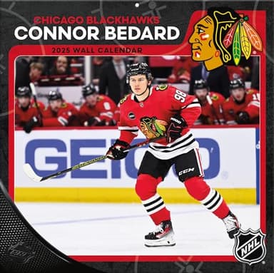 TURNER SPORTS Chicago Blackhawks Connor Bedard 2025 12x12 Player Wall Calendar (25998012239) - Image 1