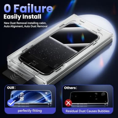 Fonowlo 3 Pack Screen Protector for iPhone17 Pro【6.3 inch】, iPhone 17pro Screen Protector with 1-Second Auto-Install,9H Hardness, Military-Grade Shatterproof, Full Coverage, HD Clear Glass film,Case Friendly - Image 2