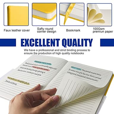 EMOMAS Lined Journal Notebook, 6Pack(bright yellow), 160 Pages, Medium 5.7 inches x 8 inches - 100 gsm Thick Paper, Hardcover - Image 3